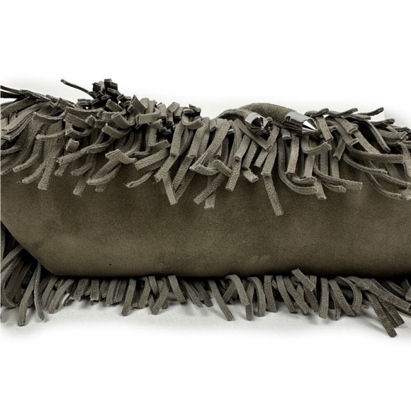 Sam Edelman Fifi Taupe Suede Fringe Crossbody Bucket Bag - Picture 7 of 10